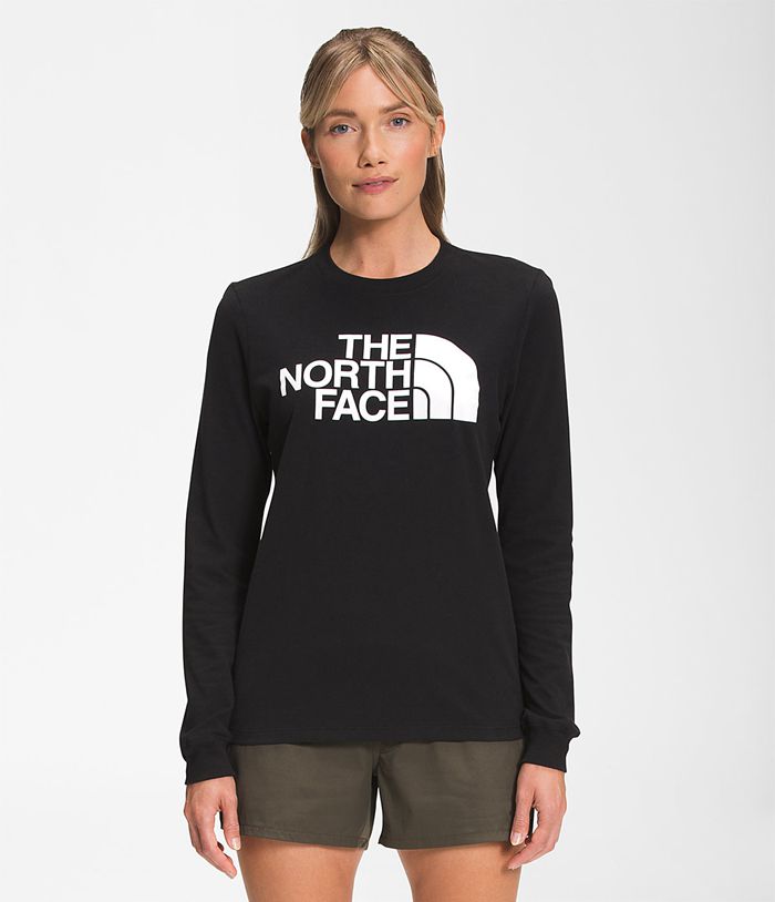 The North Face T-Shirts Dames Lange Mouw Half Dome VHFI70829 - Zwart